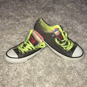 FUN Gray ⭐️ Converse ⭐️ with multi colored tongue